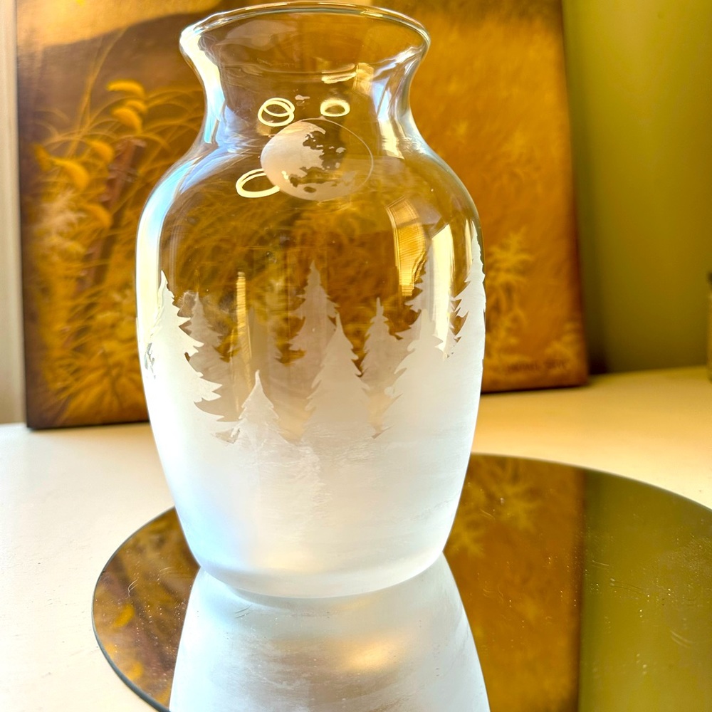 Forest theme glass vase